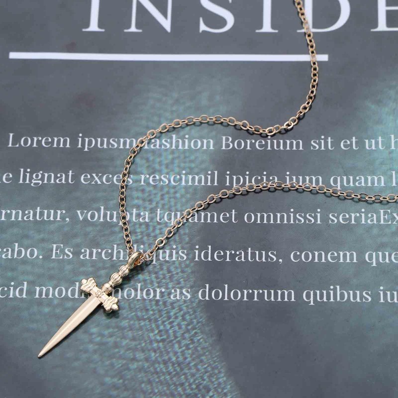 Erimberate Punk Metal Sword Choker Necklace Gold Sword Dagger Pendant