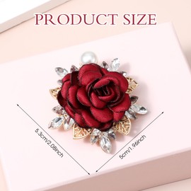 Mabor Elegant Rose Flower Brooch Pin for Women Men Wedding Party Gentleman's Essentials Crystal Pearl Fabric Flower Lapel Pin Dress Suit Accessories