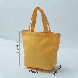PATIKIL Canvas Tote Bag Mini Canvas Bag with Handle Small Reusable Handbag Shopping Bags for Women Friends Birthday Gift Yellow, yellow