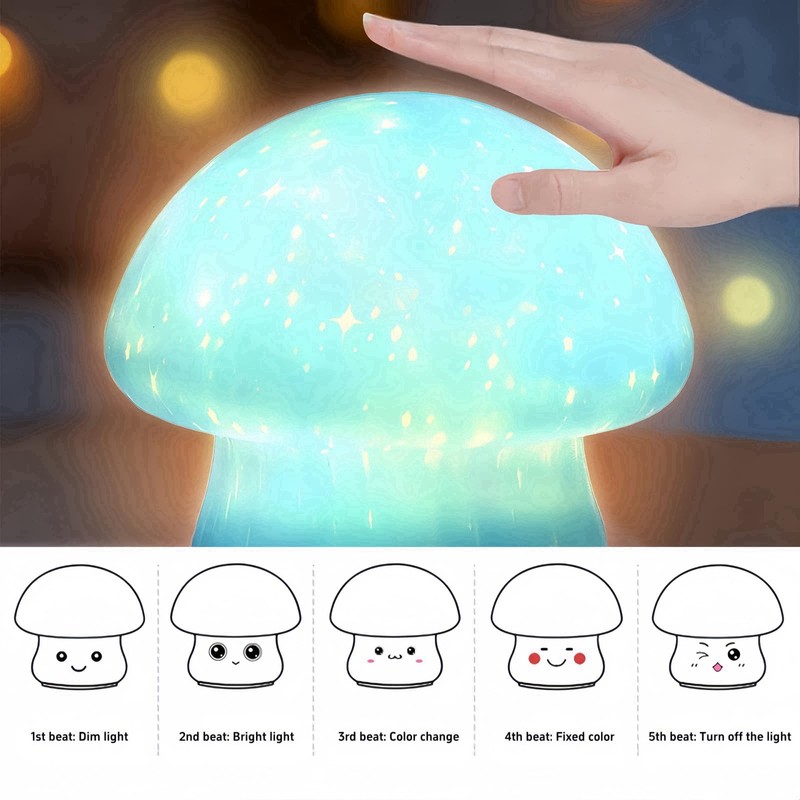 ANGTUO 16 Colors Mushroom Night Light Include Remote Control, Mushroom