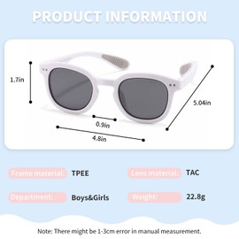 SooGree Kids Sunglasses Boys Girls Polarized Sunglasses UV Protection Sunglasses Toddler Sunglasses Shades Unbreakable, White