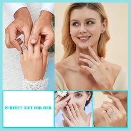 M&Ostyle 925Silver Moissanite Adjustable Engagement Ring, Promise Eternity Ring for Women,Wedding Rings,Jewelry Gift,Friendship Promise Fashion Jewelry Valentine Gifts for Women