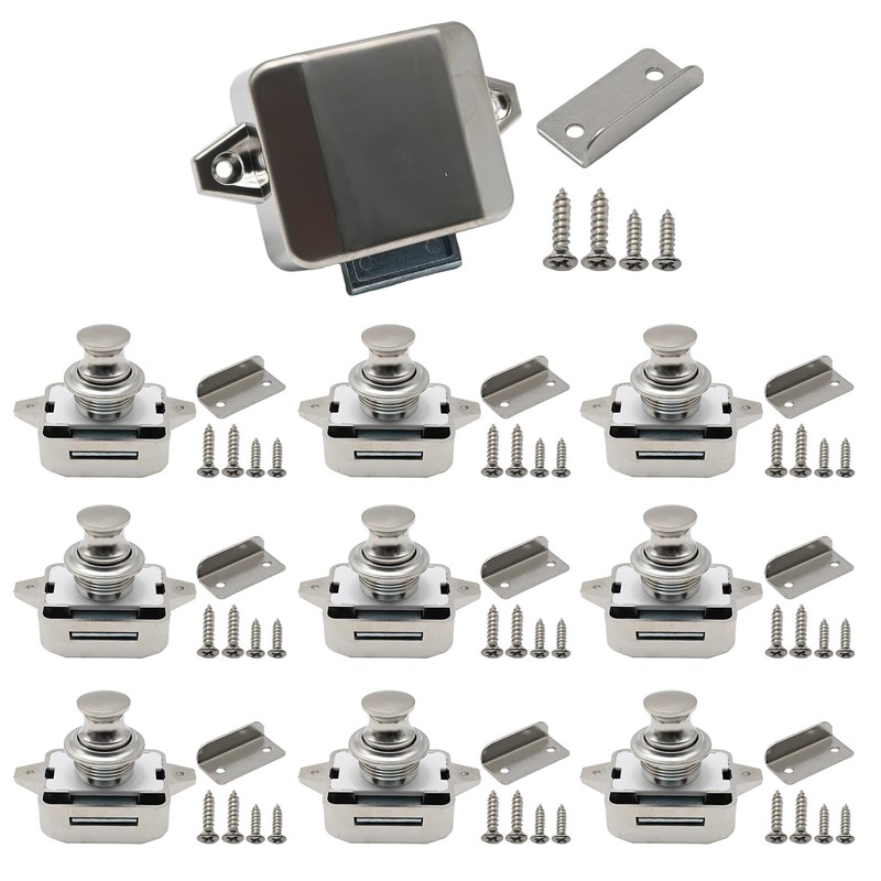 Hoypeyfiy Set of 10 Push Button Latch Cabinet Door Catch