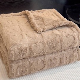 Heart Fluffy Cuddly Blanket - Thick and Warm Sofa Blanket Versatile Blanket Soft Cord Blanket Couch Blanket Throw Blanket Blankets Cosy Blanket for Sofa Couch Bed (Black, 200 x 230 cm)