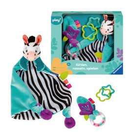 Ravensburger 4858 play+ Feel, Rattle, Play (Gift Set: Zebra), Comforter, Gift for Birth, Christening, Baby Shower, Stimulation of the Senses, Promotes Fine Motor Skills, for Babies from 0 Months