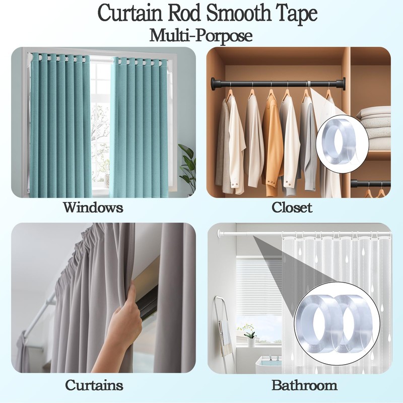Curtain Rod Slide Smooth Tape - 1IN*16FT Drapery Ring Tape，Clear
