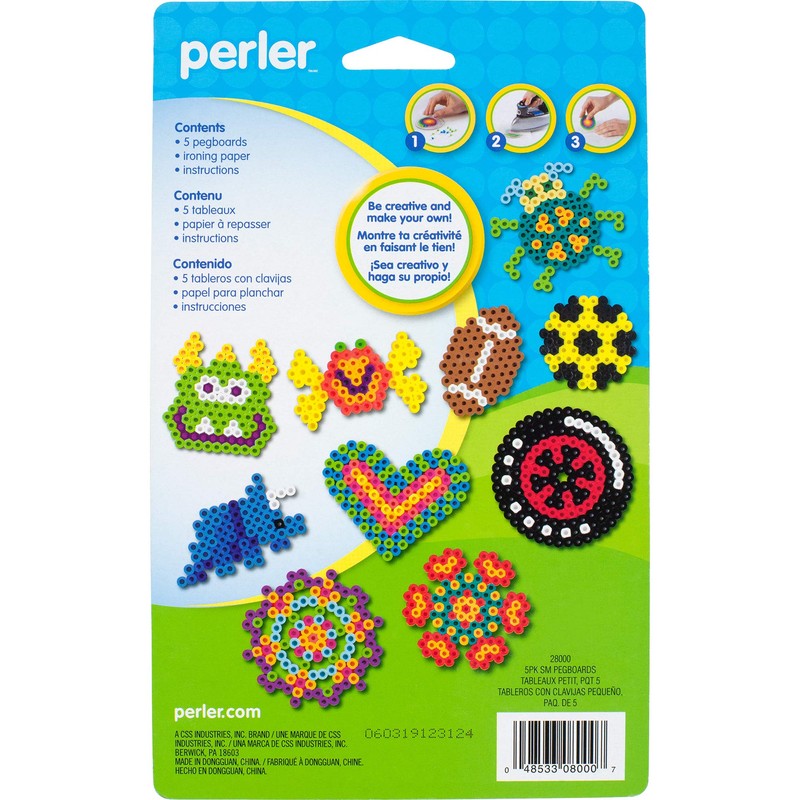Perler Beads Basic Shapes Clear Pegboard Set, Small, Clear, 5