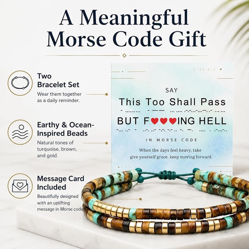 This Too Shall Pass But F*cking Hell Bracelet Morse Code