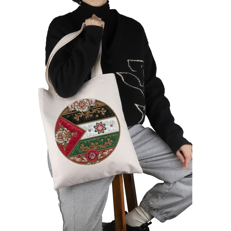 VAMSII Palestine Lover Gift Palestine Floral Tote Bag Forever Palestinian