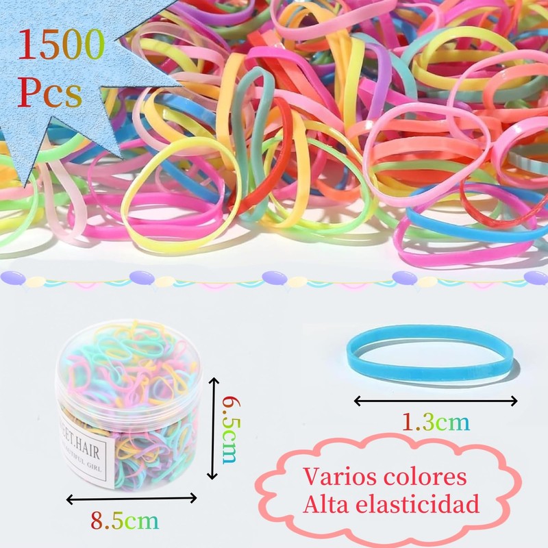 SanMuHome 1500 Pcs Mini Gomas Elásticas para el Pelo,Bandas Elásticas