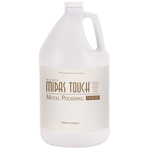 Rolite's Midas Touch Metal Polishing Liquid (1gallon) with Jewelers Rouge for Gold, Brass, Copper, Bronze, Platinum, Pewter, Sterling Silver