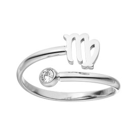 Purelei® Star Sign Ring, Waterproof Women's Ring Made of Durable Stainless Steel, Adjustable Rings from Size 50 to 60, Fashion Jewellery for Your Individual Look, Stainless Steel, Zircon gemstone.