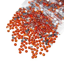 qiipii 5300PCS 3mm Crystal Red Orange Resin Rhinestones for Crafting Flatback Red Zircon Stones Bulk SS10 Non-Hotfix Diamonds Crystals Gems Charms for Nails Face Eyes Makeup Mugs Tumblers DIY Crafts