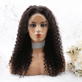 Bella Hair 200% Density 13x6 Real HD Full Frontal Wigs Curly Wave Remy Human Hair Lace Front Wig for Black Women (14 inch)