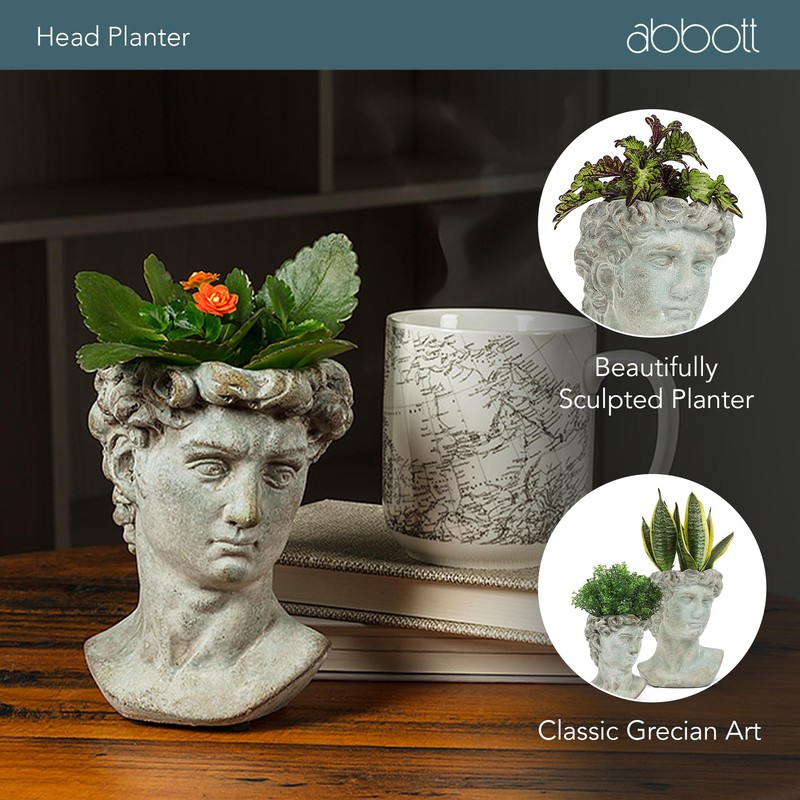 Abbott Collection Extra Small Male Head Planter-6" H