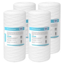 Membrane Solutions 5 Micron 10""x4.5"" String Wound Whole House Water Filter Replacement Cartridge Universal Sediment Filters for Well Water - 4 Pack, WPP-F10B-5