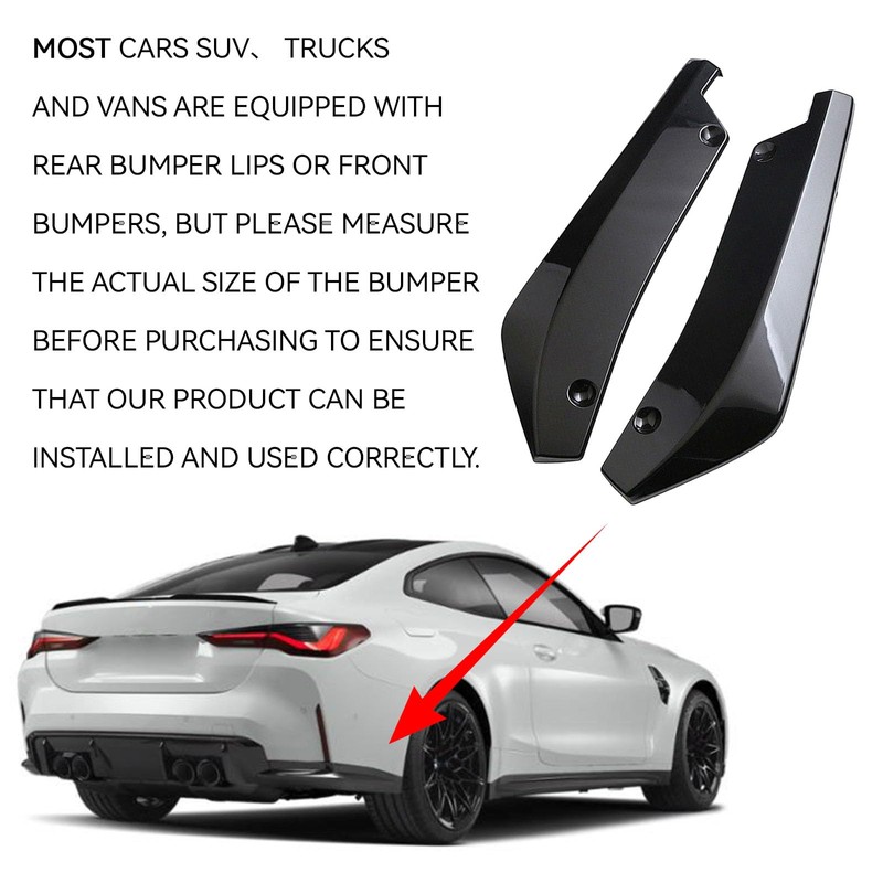 CCOQ 2PCS Car Rear Bumper Diffuser Kit, Anti-Collision Shark Fin