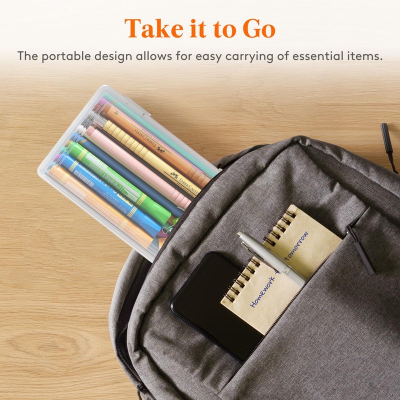 Lifewit Plastic Pencil Box with Snap-tight Lid, Large Capacity Hard