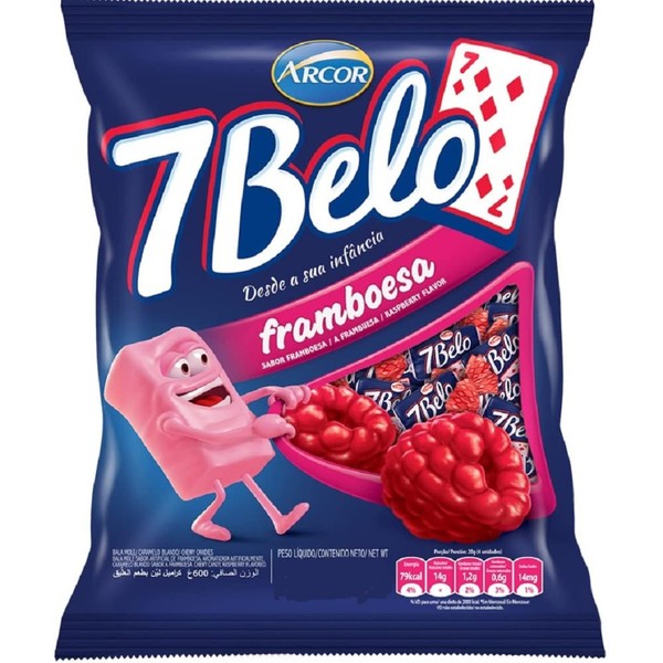 Arcor - 7 Belo - Chew Candy - 500g (PACK OF 01) | Bala Mastigável Sabor Framboesa