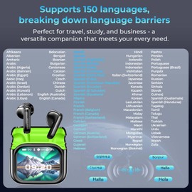 AI Translation Earbuds Real Time 3 in 1 Translator Earbuds OWS Wireless Bluetooth 6.0 Earphones Supports 135 Language Open Ear translating Headphones for Travel Business Learning MS103/NE20