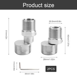 0XBIT 360 Degree Adjustable Angled Curved Foot, 2 Pieces Stainless Steel Faucet Angled Curved Foot, Shower Faucet Adapter, Adjustable Length, Faucet Curved Foot, Suitable for Kitchen, Bathroom