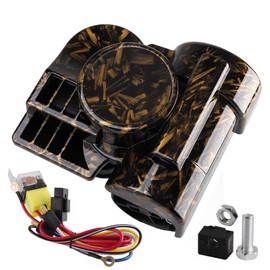 Air horn for trucks, the 12V 150db super speaker car horns with wiring harness, and is applicable to any 12V vehicle, truck, motorcycle (Brown diy)