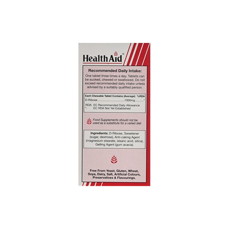 HealthAid Vegan D-Ribose 1000mg Tablets - (Pack of 90 Tablets)