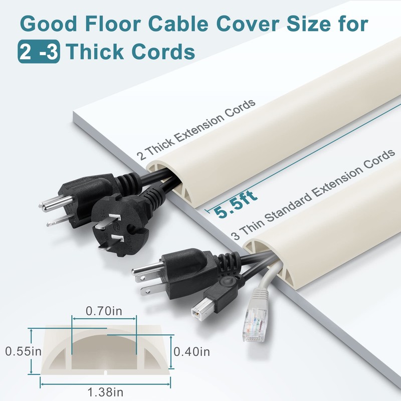Cubierta de cable de 5.5 pies, piso de ocultación de