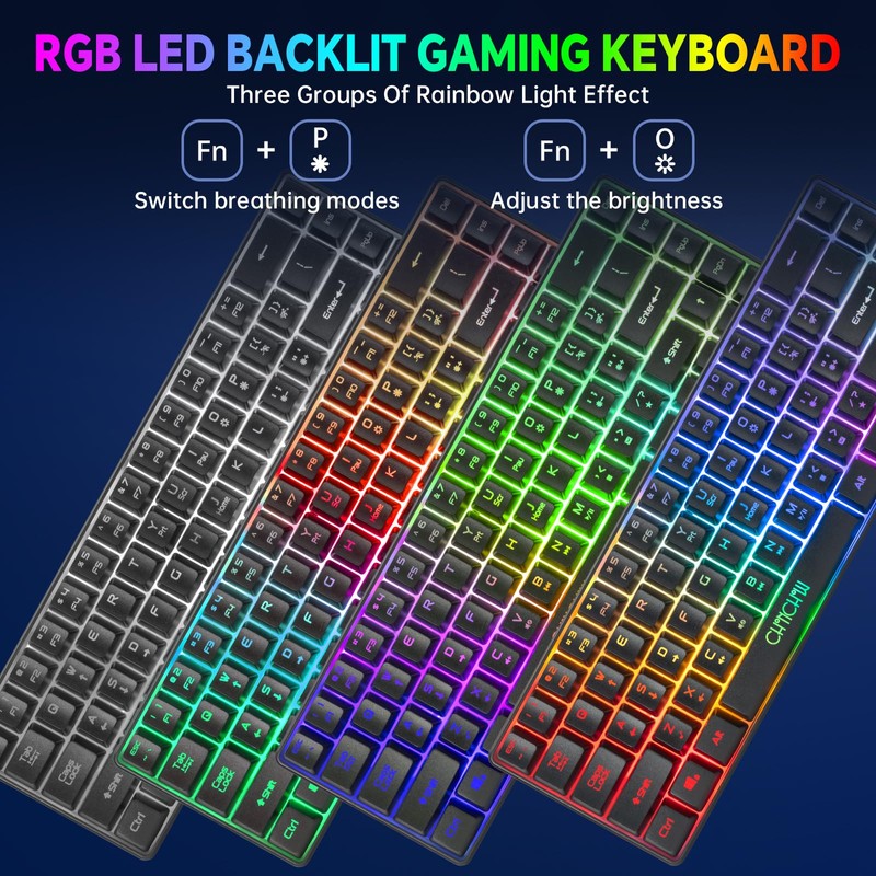 CHONCHOW 60% Wireless Gaming Keyboard and Mouse Combo,LED Backlit Rechargeable