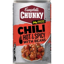 Campbell's Chunky Soup, Hot & Spicy Beef & Bean Firehouse Chili, 19 Ounce Can