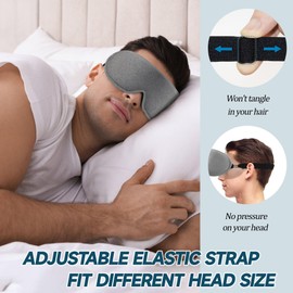 HYCLES Sleep Mask for Side Sleeper, 100% Light Blocking 3D Sleeping Eye Mask for Women Men, Eye Cover Relaxing Zero Pressure Night Blindfold Grey