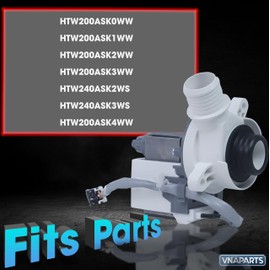 Upgraded 290D1201G003 B30-3A02 290D1201G001 Washer Water Drain Pump Motor Replaces For GE, Hotpoint HTW200ASK0WW HTW200ASK1WW HTW200ASK2WW HTW200ASK3WW HTW240ASK2WS HTW240ASK3WS HTW200ASK4WW