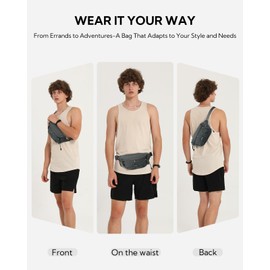 Waterfly Bum Bag Fanny Pack: Waist Packs with Adjustable Belt Crossbody Chest Bag with RFID Blocking Anti-Theft for Women Men Travel Running Walking Hiking Everyday Use, Grey