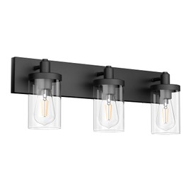 Aipsun Black Vanity Light for Bathroom 3 Light Farmhouse Bathroom Lights Fixtures Over Mirror with Clear Glass Shade(Exclude Bulb)