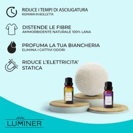 Luminer Balls for wool dryers, 6 balls for anti-kink and hair catching with lavender and tea tree essential oil, wool balls for dryers with air freshener