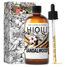 HIQILI Sandalwood Fragrance Oil for Home Diffuser, Luxury Hotel Scent, Perfect for DIY Candle & Soap Making, Add to Body Lotion - 5.07 Fl Oz