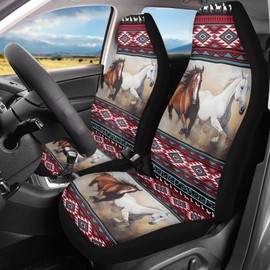 Bulopur Aztec Horse Print Car Seat Cover for Men Women Soft Breathable Automotive Interior Protector Universal Fit for Car SUV Sedan Truck Easy to Install
