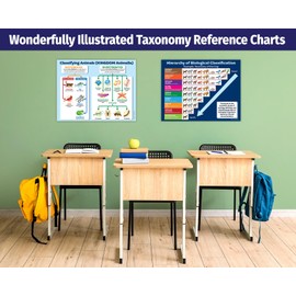 ZOCO - Biology Poster 2 Pack: Hierarchy of Biological Classification (Taxonomy of the Dog) & Classifying Animals (Kingdom Animalia) - Laminated 17 x 22 inches - Science Classroom Decor