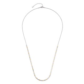 Leonardo Piera 021464 Stainless Steel Necklace, Medium Length Bicolour Pearl Necklace, Cube Stainless Steel Beads, Women's Jewellery, 1 Piece, Stainless Steel, No Gemstone