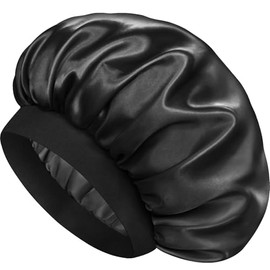 Gorro de Satén de Seda para Dormir, Gorra de Seda de Doble Capa para Hombres y Mujeres, Suave Gorro Forrado de Satén para Cabello Rizado