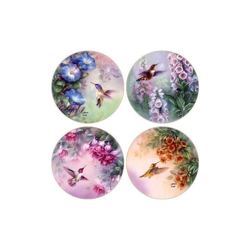 CoasterStone Absorbent Coasters, Hummingbird Assortment, 4-1/4-Inch, Set of 4