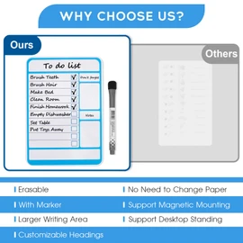 Magnetic Dry Erase Board to Do List Chore Charts for Kids Magnetic Whiteboard for Fridge Reusable Daily Schedule Memo List Chore Chart Planner Board Routine List Task Planning Board (Magnet-Base)