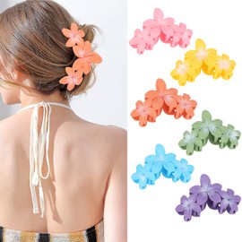 ANBALA 6 Pcs Flower Hair Clips for Women Hawaiian Plumeria Hair Clip Strong Hold Flower Clips Beach Hair Accessories (Colorful)
