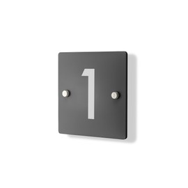 Grey Address House Sign - 148mm x 148mm Square Contemporary Modern House Number Printed Address Signage