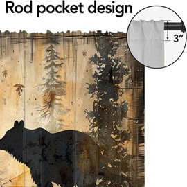 Rustic Deer Bear Window Curtain Valances Forest Pine Tree Elk Moose Hunting Cabin Lodge Country Farmhouse Rod Pocket Valance Curtains for Bedroom Bathroom Living Room Decor 54 x 18 Inch, 2 Panel