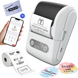 Funio Label Maker with Tape, Label Printer for Business, Sticker Printer- Compatible with 12-57mm Width Labels, Wireless Connectivity, High-Speed Printing, 1200mAh Battery for Office & Home (White)
