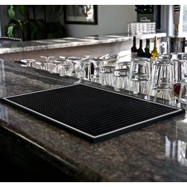 Highball & Chaser Premium Bar Mat 18in x 12in 1cm Thick Durable and Stylish Service for Spills, Coffee, Bars, Restaurants, Counter Top Dish Drying Mat, Glass