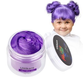Color Wax for Natural Hair Temporary, Ultikare Hair Color Wax Purple Hair Dye Pomade Styling Instant Mud Cream Gel 3.4 Fl Oz Girl Gifts, Party, Cosplay DIY, Children's Day