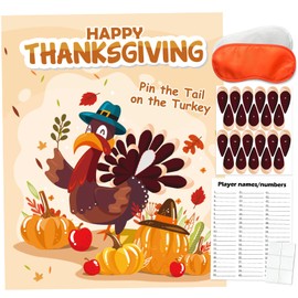 PARTYLOUD Thanksgiving Games for Family, Pin The Tail on The Turkey Games, Thanksgiving Party Games Activities Party Supplies Favors for Kids Adults Toddlers Preschool Party