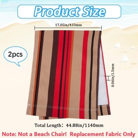 GORGECRAFT Pack of 2 Replacement Canvas for Beach Chairs 114 x 43 cm Replacement Fabric for Outdoor Chairs Red and Yellow Stripes Deck Fabric for Patio Folding Chairs for Sunbathing Garden Relaxation